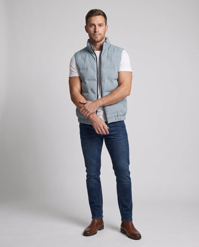 Men's lightweight quilted down vest with high stand-up collar and elastic hem Amarae