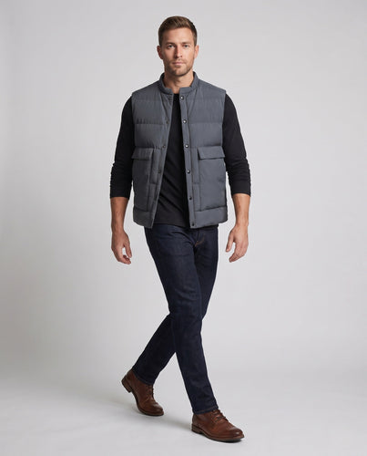 Men's Minimalist Thermal Utility Vest with Snap Button Front and Large Flap Pockets Amarae