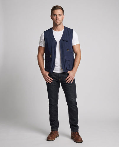 Men's Multifunctional Cargo Utility Vest with Zipper, Mesh Lining and D-Ring Amarae