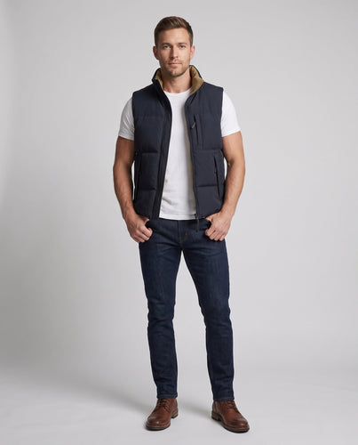 Men's thermo-padded quilted vest with high stand collar and windproof outer layer Amarae