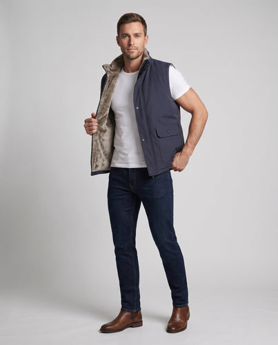 Men's thermo quilted vest with teddy lining, windproof softshell outer layer and multifunctional pockets Amarae