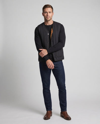 Men's thermal vest with soft teddy lining, button placket and patch pockets Amarae