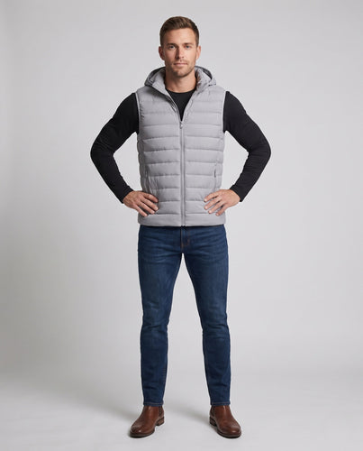 Men's Ultra-Light Hooded Padded Vest with Thermal Filling and Zipper Pockets Amarae
