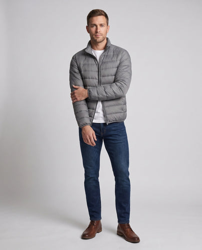 Men's Ultra-light Compression Padded Jacket with Stand-up Collar and Packable Function Amarae