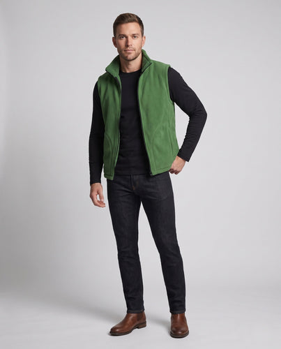 Men's Warm Thermal Fleece Vest with Sherpa Inner Lining, Stand Collar and Hidden Side Pockets Amarae