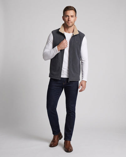Men's Warm Fleece Thermal Vest with Sherpa Collar and Pockets Amarae