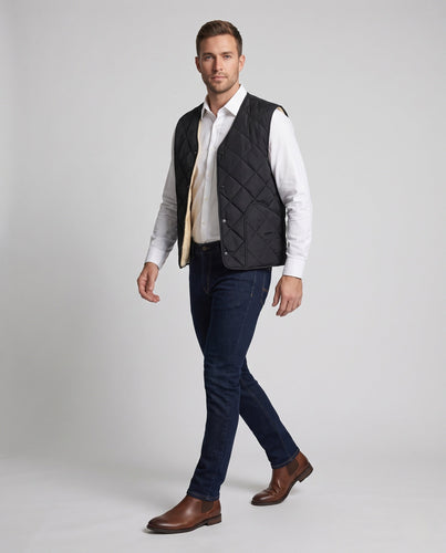 Men's Warming Quilted Thermal Vest with Sherpa Lining, Round Neckline and Snap Buttons Amarae