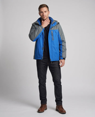 Men's waterproof and windproof insulated outdoor ski jacket with removable hood and thermal lining Amarae