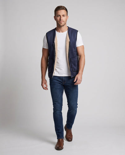 Men's Quilted Thermo Sherpa Vest with Soft Fleece Lining and Front Zipper Amarae