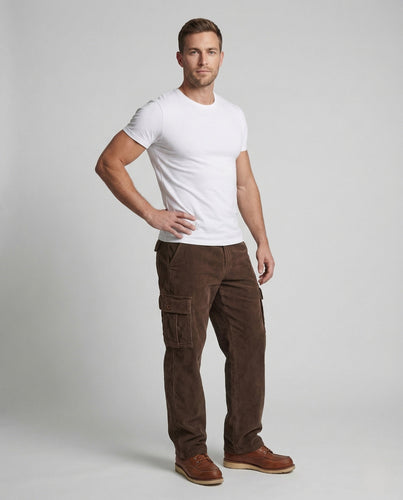 Men's Cord Cargo Pants Pockets