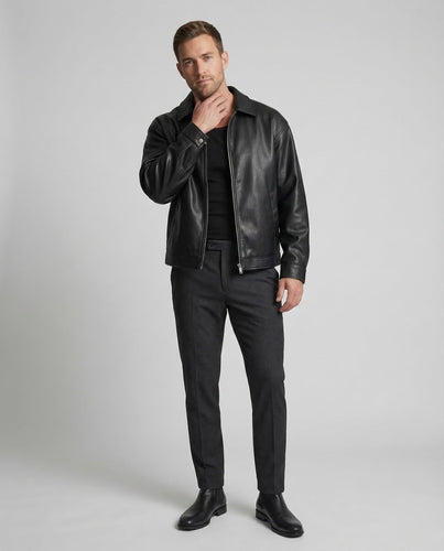 Men's Leather Look Blouson Loose