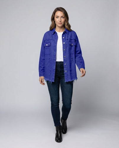 Women's Jeans Shirt Jacket Fringe