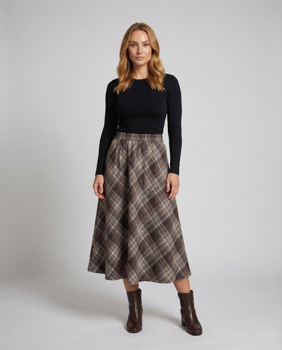 Women's Checked A-Line Skirt