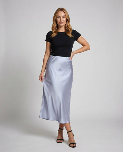 Women's Satin Midi Skirt Draped