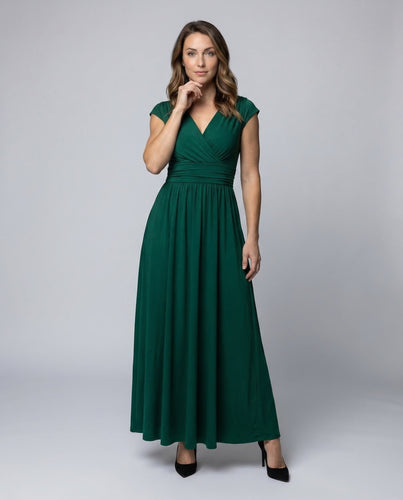 Ladies Evening Maxi Dress Pleated Swing Skirt