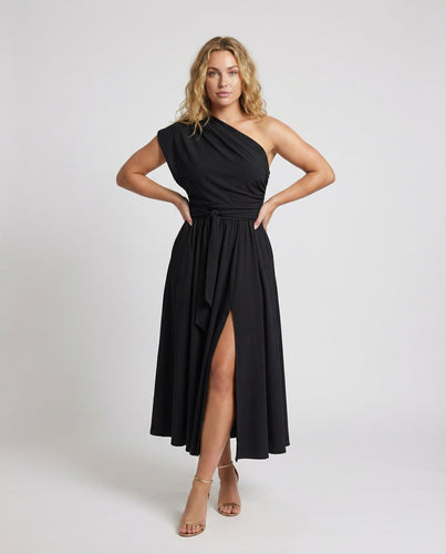 Ladies Swinging Tailored Tie Waist Midi Dress