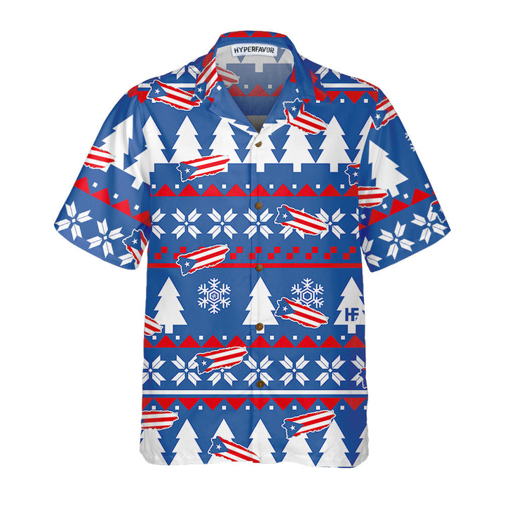 Lune London | Ugly Christmas Hawaiian shirt Porto Rico, Christmas shirt with Puerto Rico flag for men