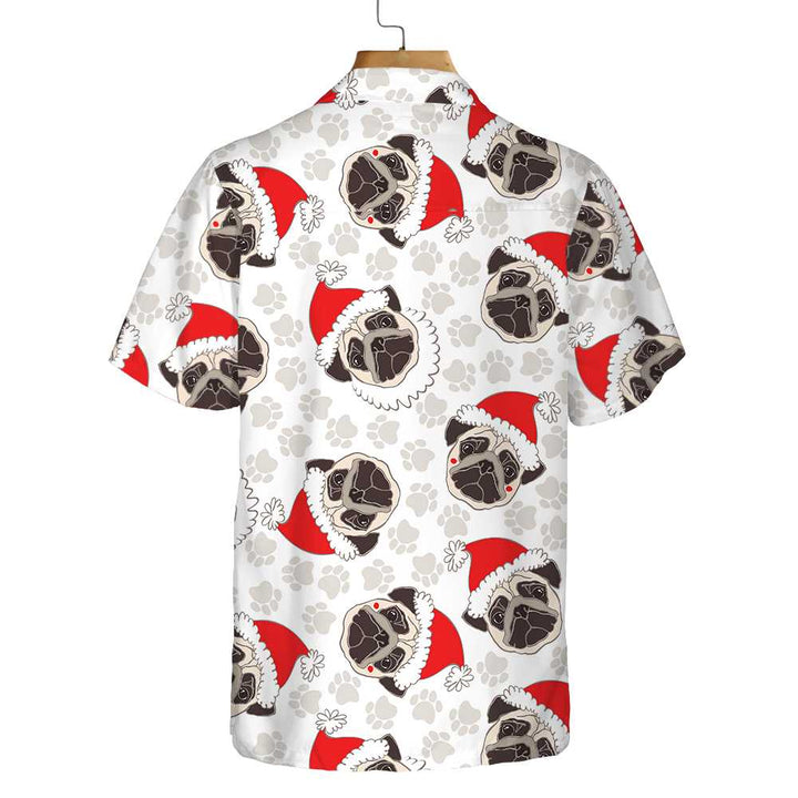 Lune London | Pug Dog In Santa Hut Hawaiian Shirt, Fun Christmas Shirt for Dogs, Christmas Gift for Pug Lovers