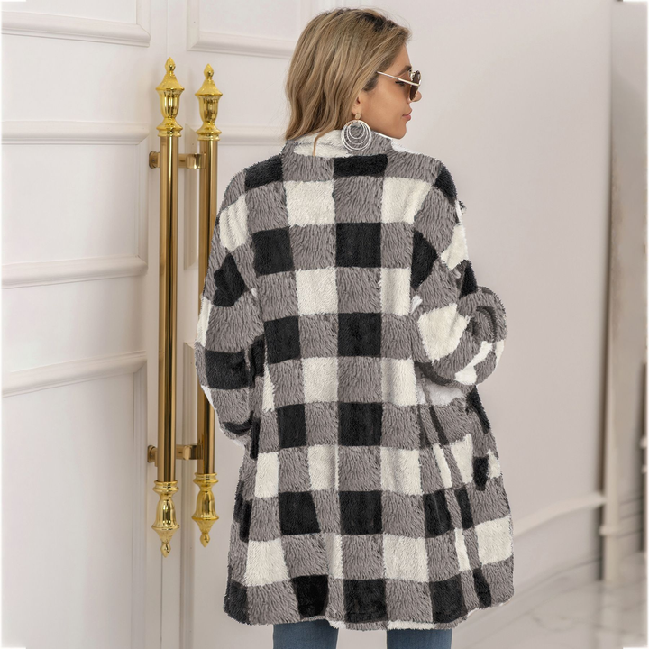 Lune London | Coat - Plus Size - Soft and Warm - Checkered Pattern - Button Closure