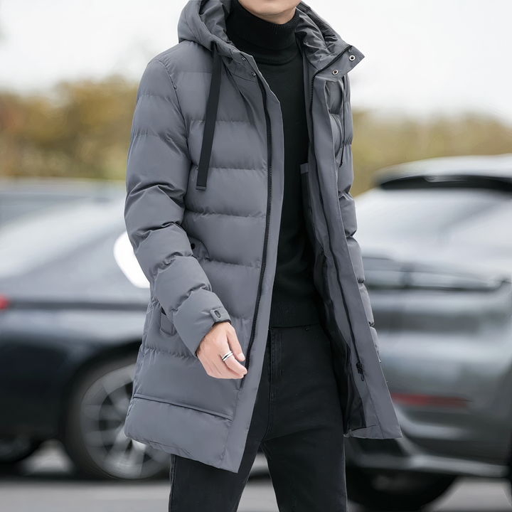 Amarae | Casual Winter Padded Long Coat with Hood for Men