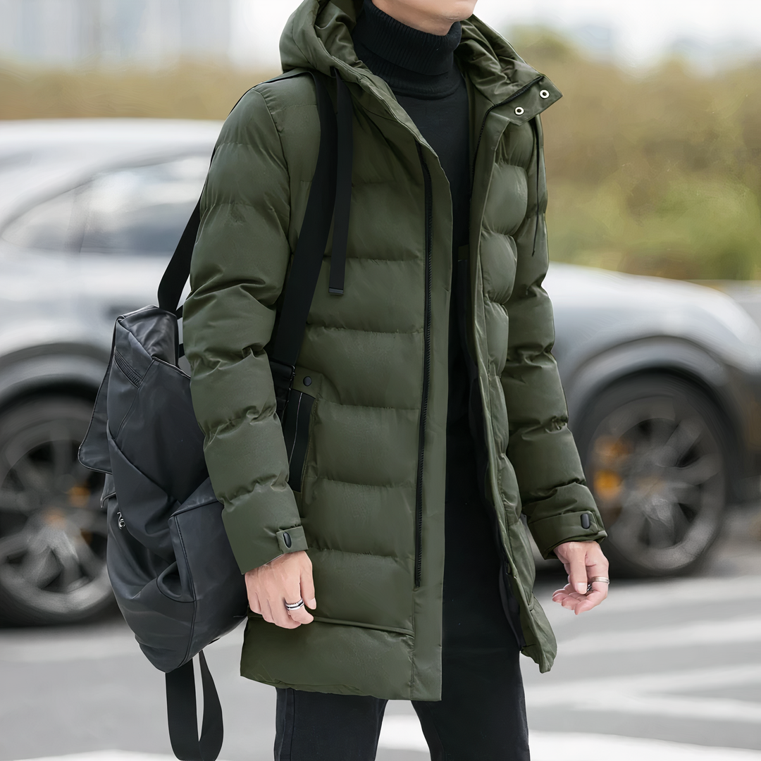 Amarae | Casual Winter Padded Long Coat with Hood for Men