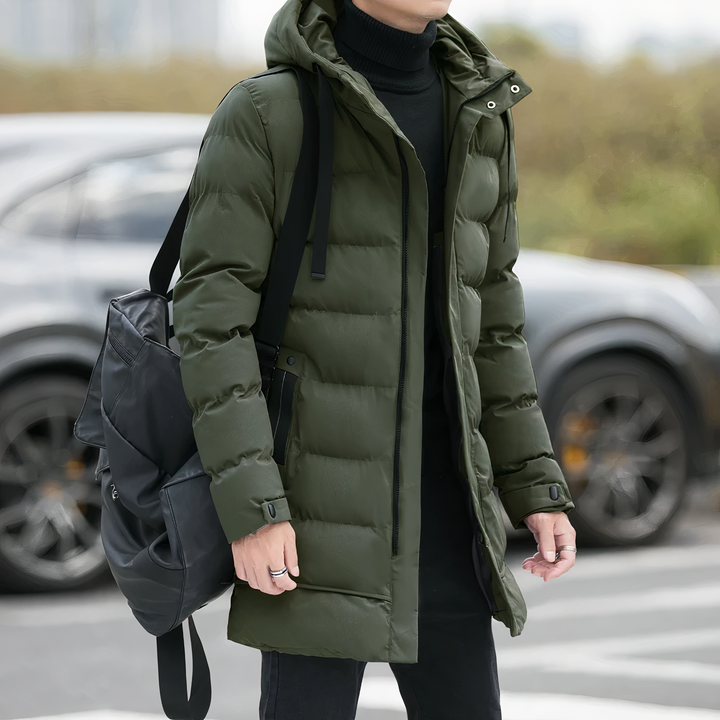 Amarae | Casual Winter Padded Long Coat with Hood for Men
