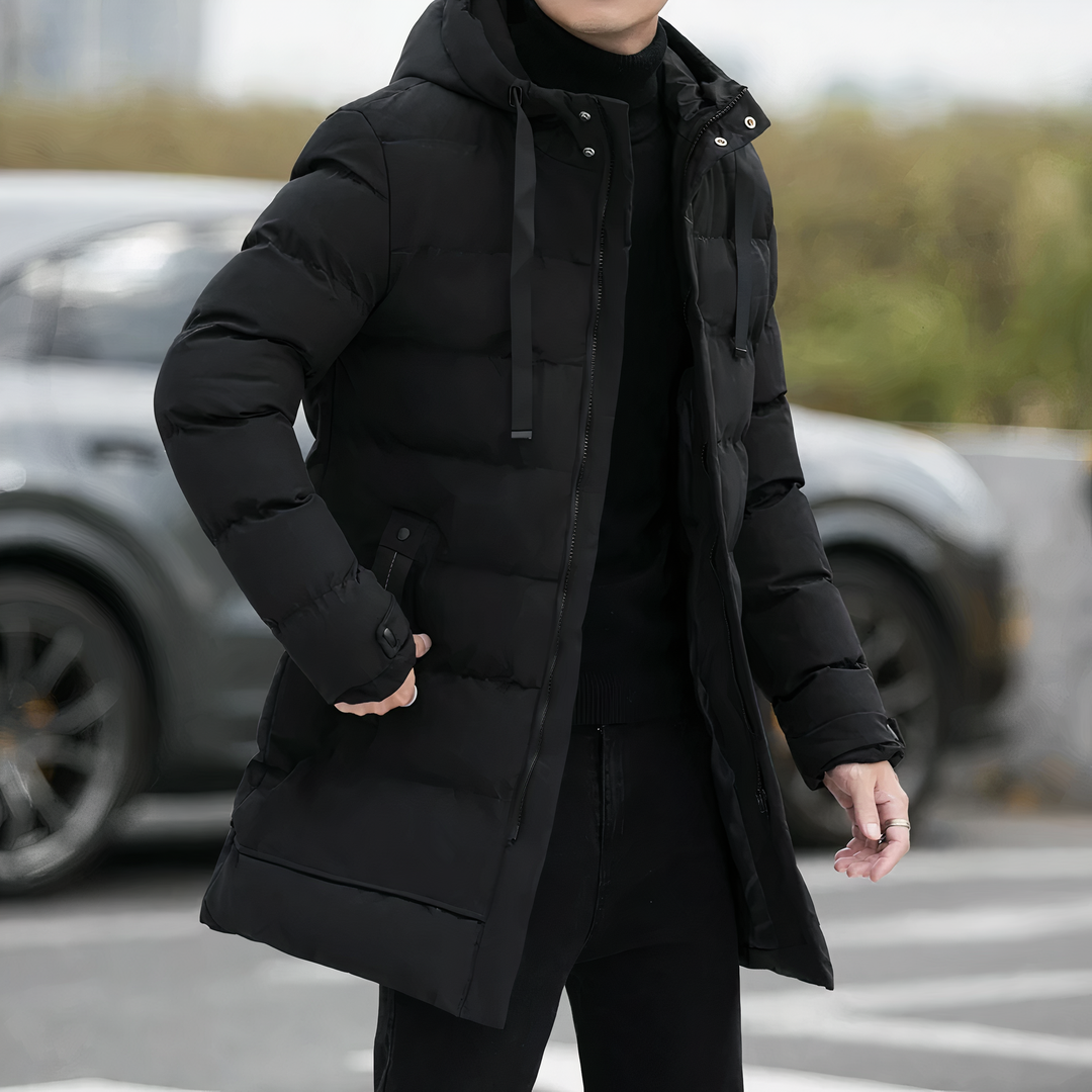 Amarae | Casual Winter Padded Long Coat with Hood for Men