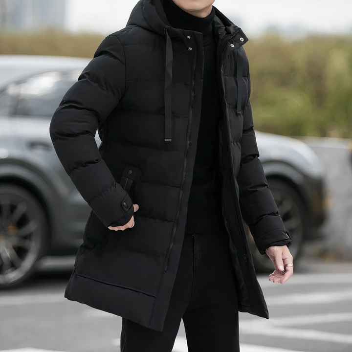 Amarae | Casual Winter Padded Long Coat with Hood for Men
