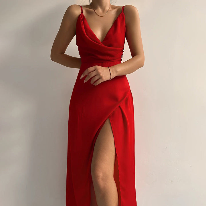 Lune London | Elegant Satin Dress with Slit for Women