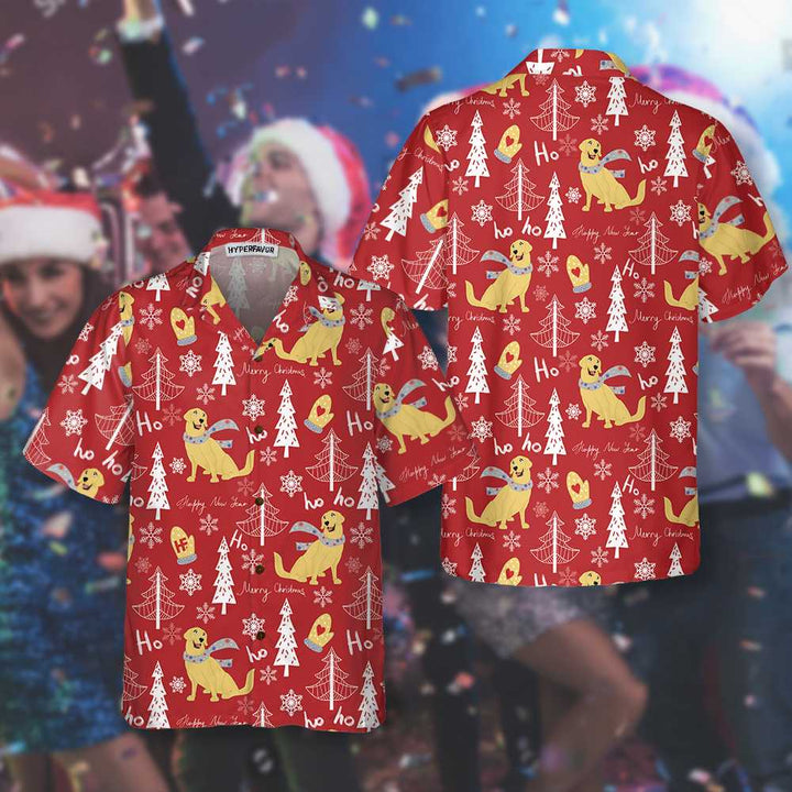 Lune London | Golden Retriever Christmas Red Hawaiian Shirts, Golden Retriever Christmas Hawaiian Shirts, Best Christmas Gift for Golden Retriever Lovers