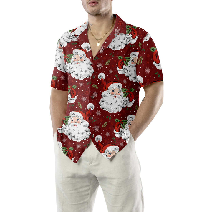 Lune London | Comfortable red Santa Christmas Hawaiian shirt, Santa Christmas Hawaiian short-sleeve shirt, gift for Christmas Day