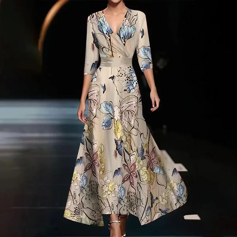 Lune London | Wrap Maxi Dress with Bold Floral Pattern for Women