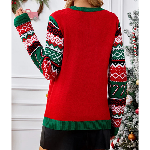 Amarae | Knitted Christmas sweater with cat pattern - Women's fashion
