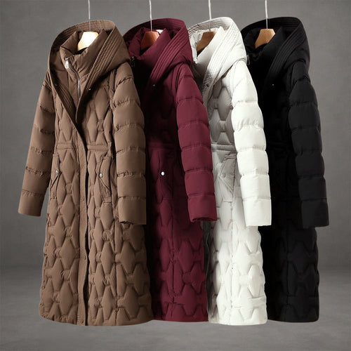 Women’s Quilted Maxi Puffer Coat with Hood & Tailored Waist | Amarae