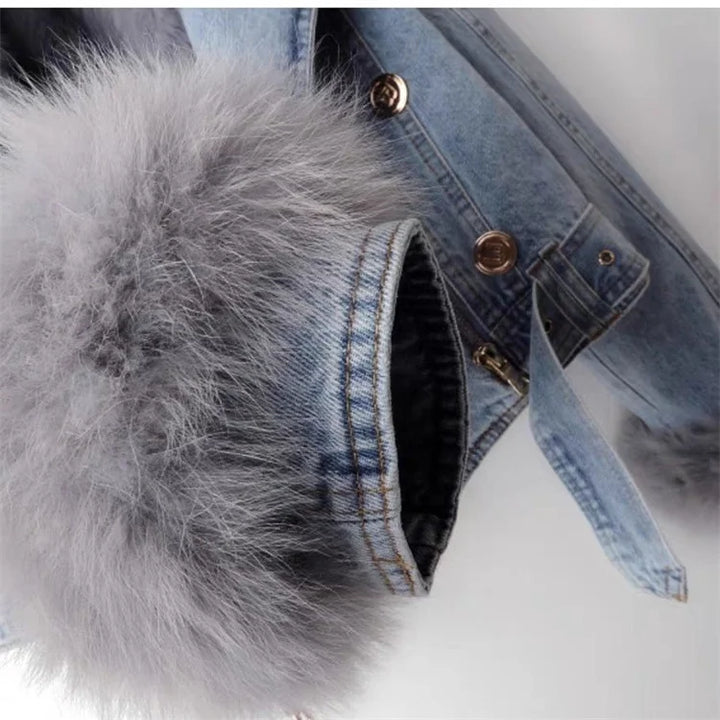 Lune London | Denim Jacket with Faux Fur Collar