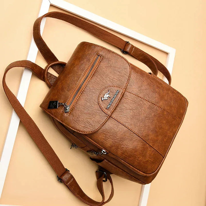 Lune London | Large Leather Backpack with Anti-Theft Protection for Women