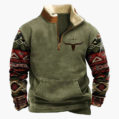 Amarae | Western style sweater with aztec pattern and longhorn design - Comfortable casual sweatshirt for outdoor activities and everyday wear