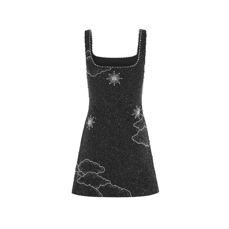 Lune London | Celestial Sparkle Mini Dress Party Dress with Moon and Star Decoration