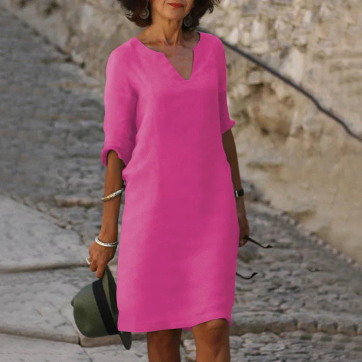 Lune London | Elegant Summer Dress Made of Linen with V-Neck