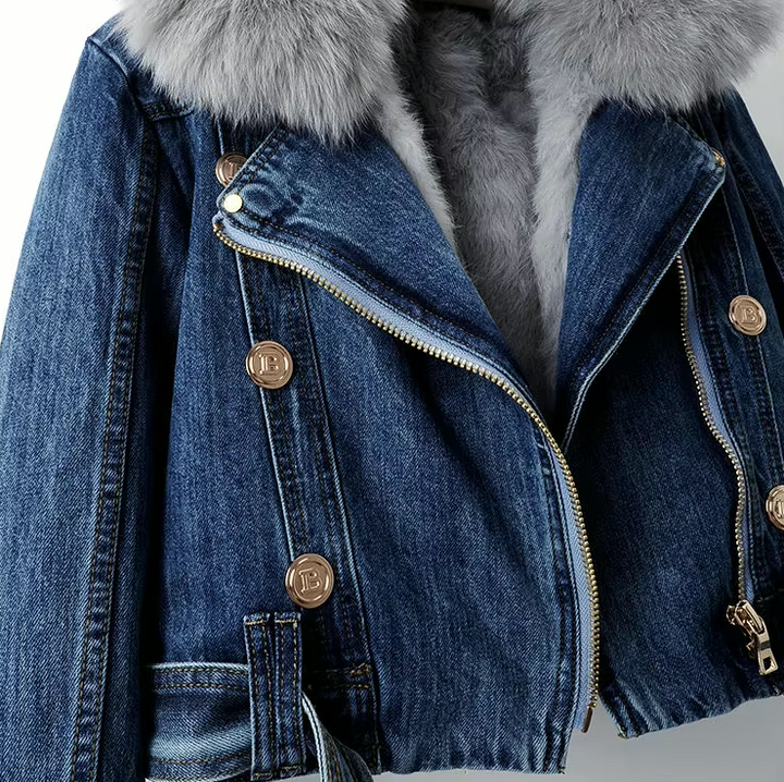 Lune London | Denim Jacket with Faux Fur Collar