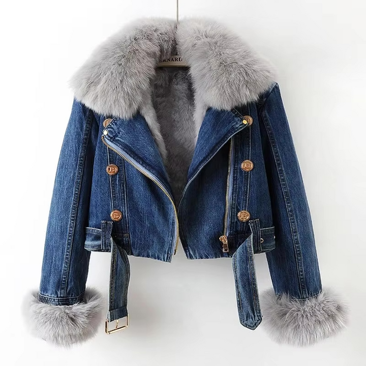 Lune London | Denim Jacket with Faux Fur Collar