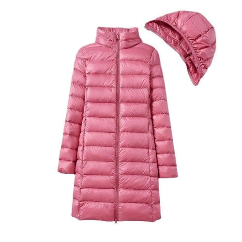 Amarae | Long Lightly Padded Jacket with Detachable Hood for Women Ideal for Winter