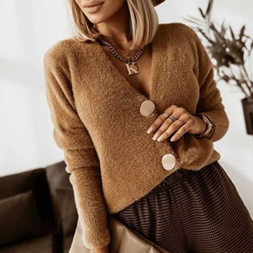 Amarae | Cardigan - Soft knitwear - V-neck - Large buttons - Loose fit