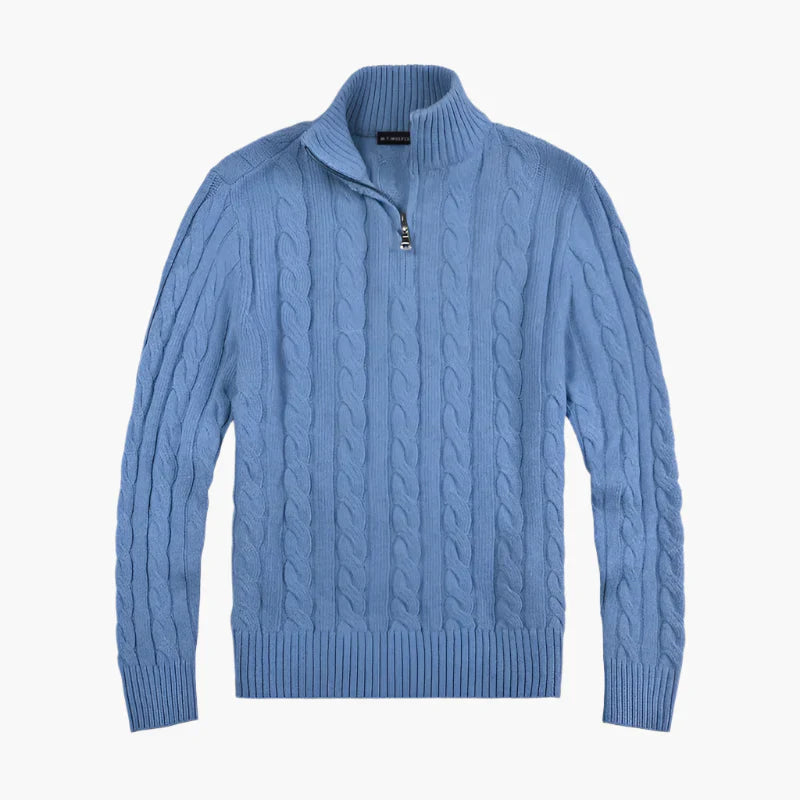 Lune London | Sweater with twisted pattern and half-zip - Elegant casual knit sweater