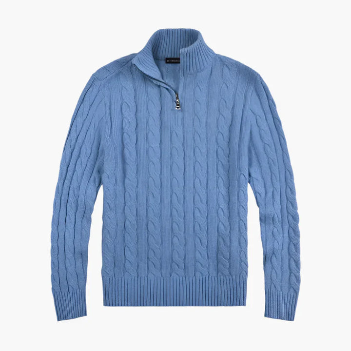 Lune London | Sweater with twisted pattern and half-zip - Elegant casual knit sweater