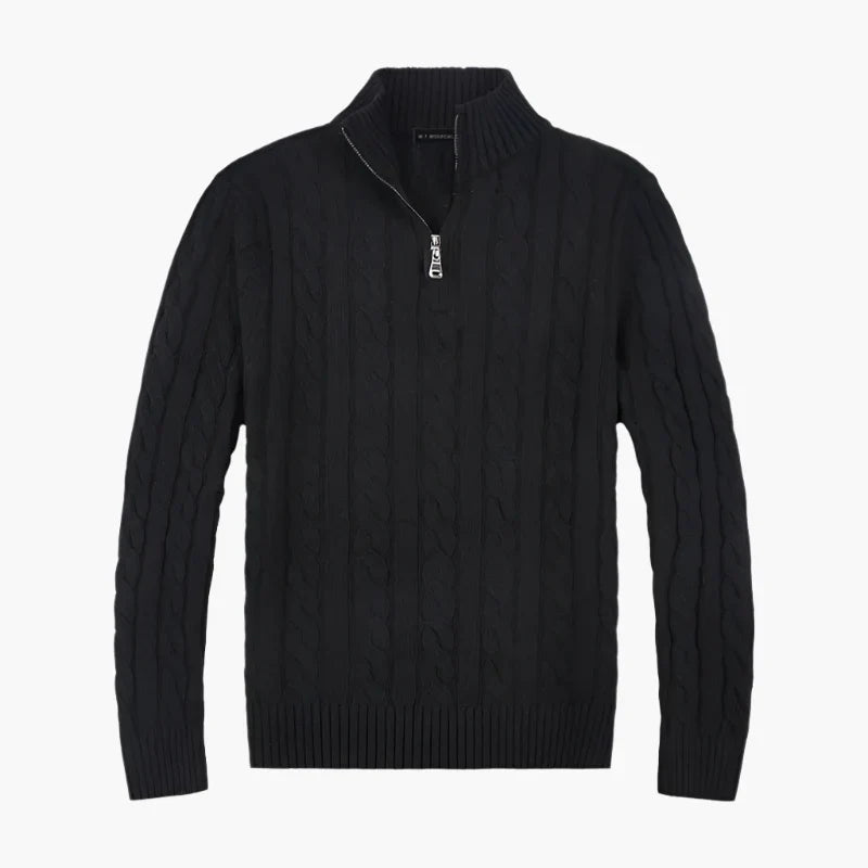 Lune London | Sweater with twisted pattern and half-zip - Elegant casual knit sweater