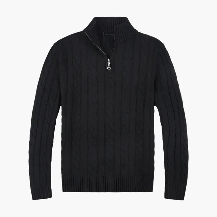 Lune London | Sweater with twisted pattern and half-zip - Elegant casual knit sweater