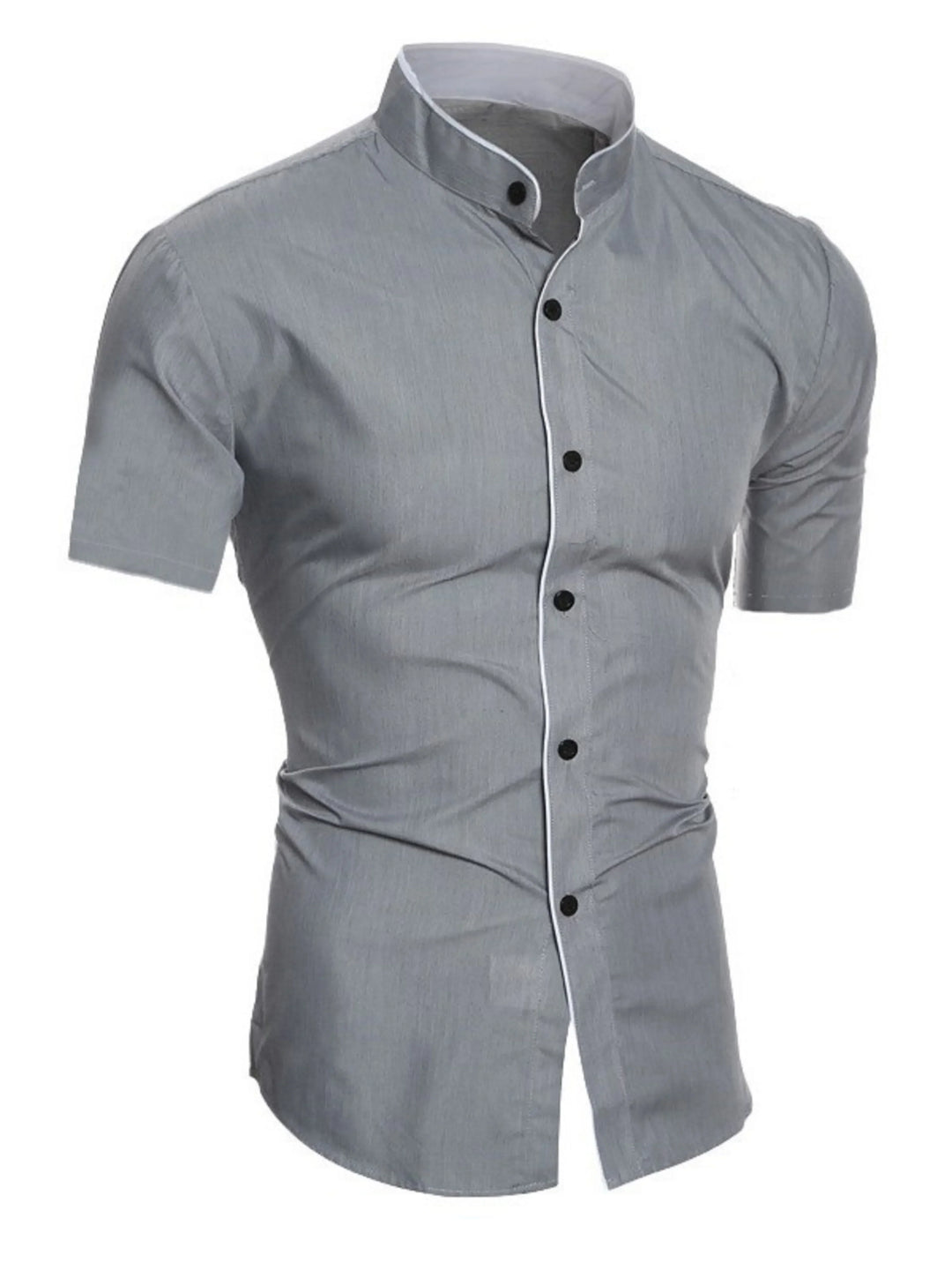 Amarae | Herren Slim Fit Stehkragenhemd Kurzarm