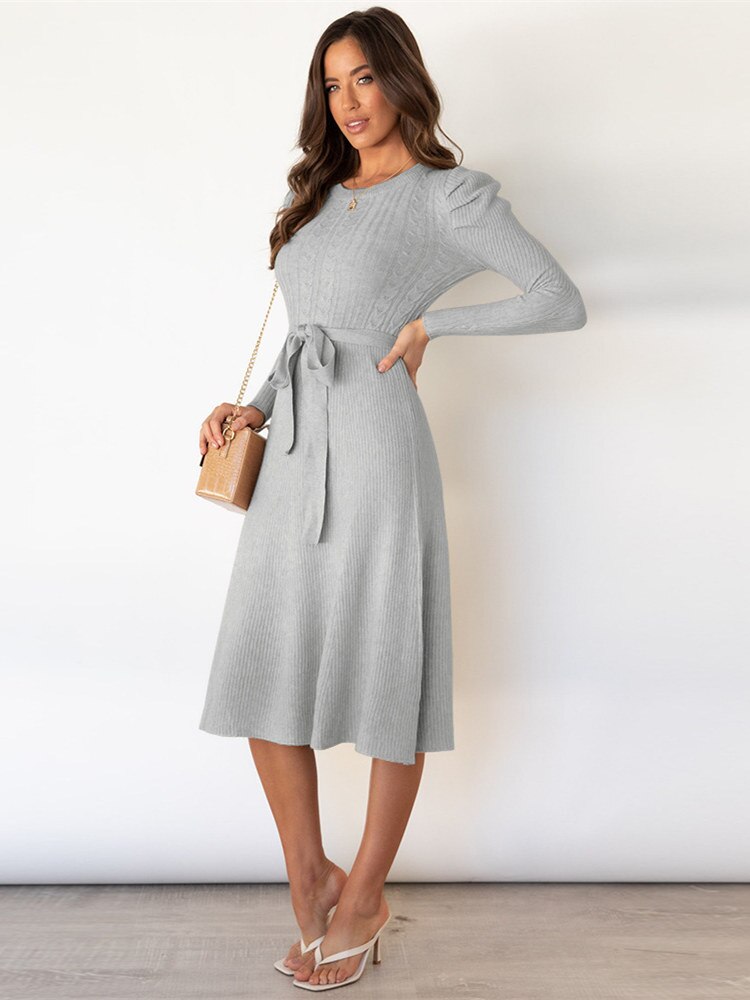 Lune London | Knitted Midi Dress with Round Neckline