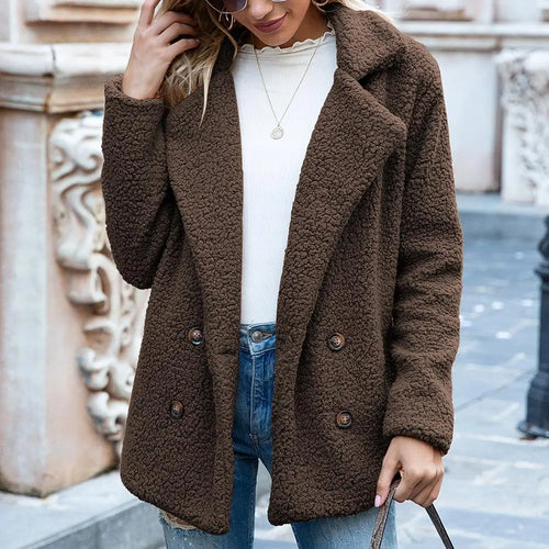 Amarae | Teddy Short Jacket - Brown - Soft and Trendy